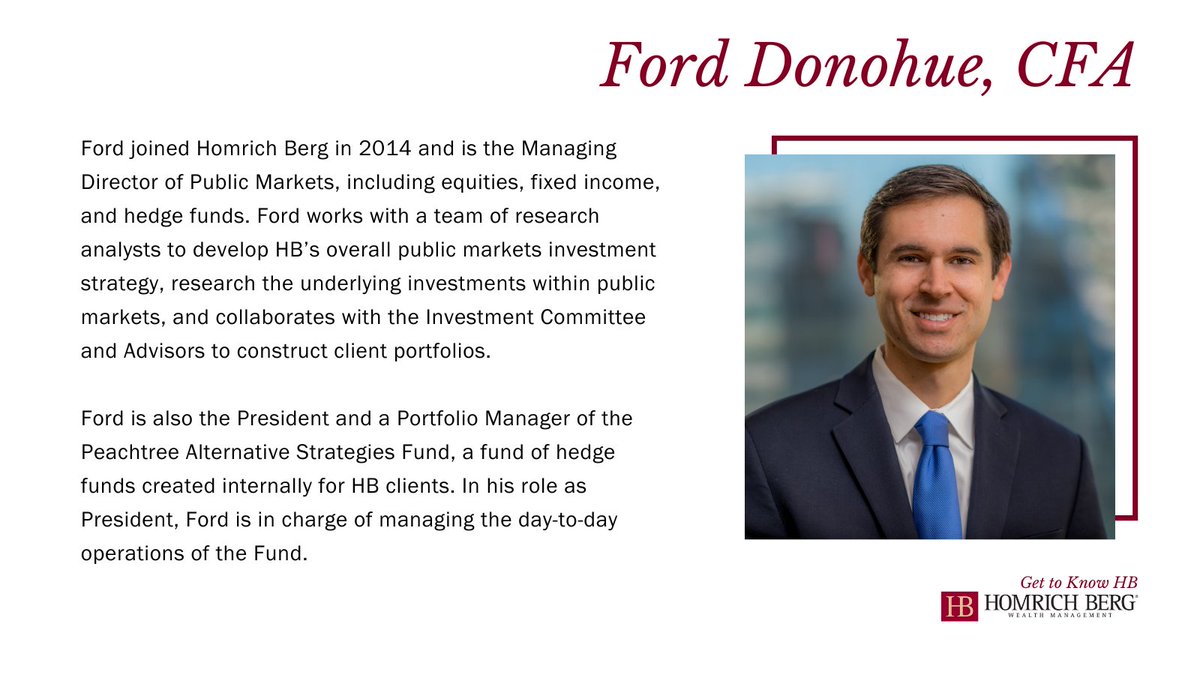 Who We are Wednesday - Ford Donohue, CFA

Click the link to read Ford's full bio: bit.ly/45YnHkM

#homrichberg #fiduciary #feeonly #financialadvisor #financialplanning #ria #financialadvisors #financialplanners #wealthmanagement
#wealthmanagementservices