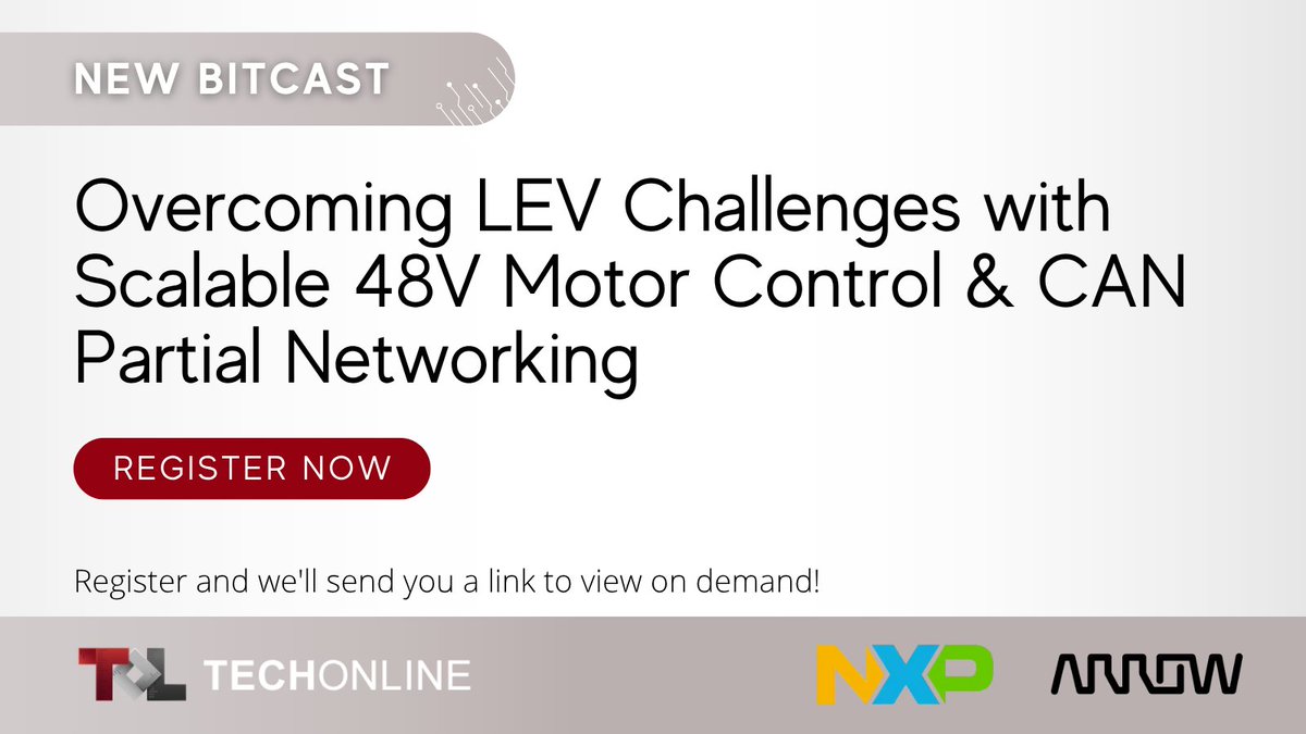 eetimes's tweet image. In this 30-Minute BitCast, learn how a 48V motor control solution can help streamline development, reduce costs, and accelerate innovation.
➡️ Save your seat: arw.li/60104sV5Q
#Sponsored by @ArrowGlobal and @NXP