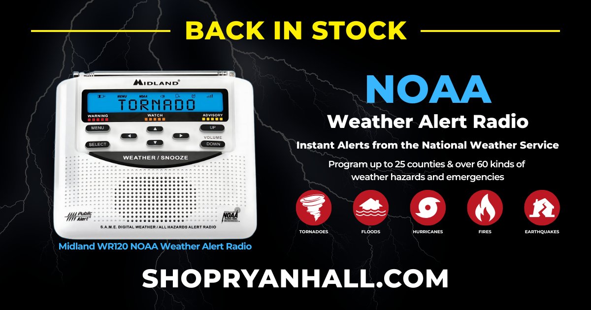 Stay ahead of the storm with the Midland WR120 NOAA Weather Alert Radio⛈️

It delivers real-time, location-specific alerts from the National Weather Service. With color-coded alerts and coverage for over 60 hazards, it’s a must-have safety tool for every household.

SHOP: