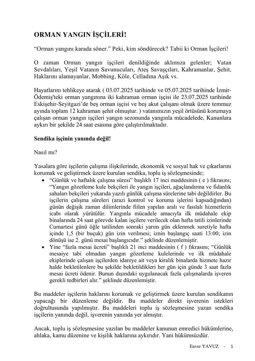 enveryavuz's tweet image. ORMAN YANGIN İŞÇİLERİNİN GERÇEĞİ
TvX Türkiye Karşı Karşıya programına 07.05.2025 tarihinde konuk olduğumda sorulan bir soruya cevabım!
#BuAyZamlıMaasAlabilecekMiyiz