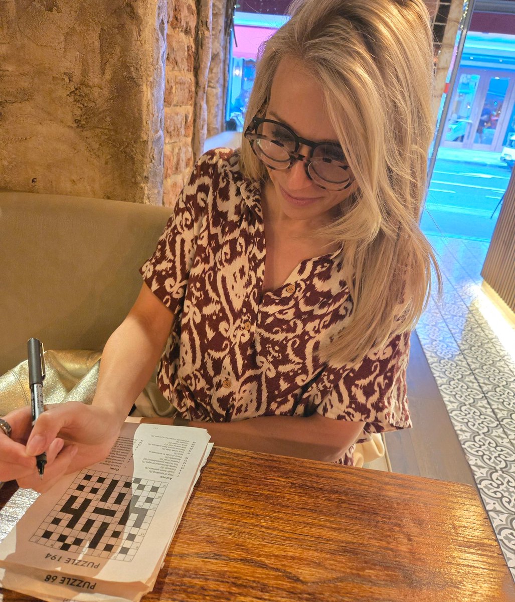 MartinSLewis's tweet image. Out for dinner with Mrs MSE (@LaraLewington) doing competitive crosswords. She says she doesn't need to buy stronger reading glasses. I think this picture proves otherwise #InDenial