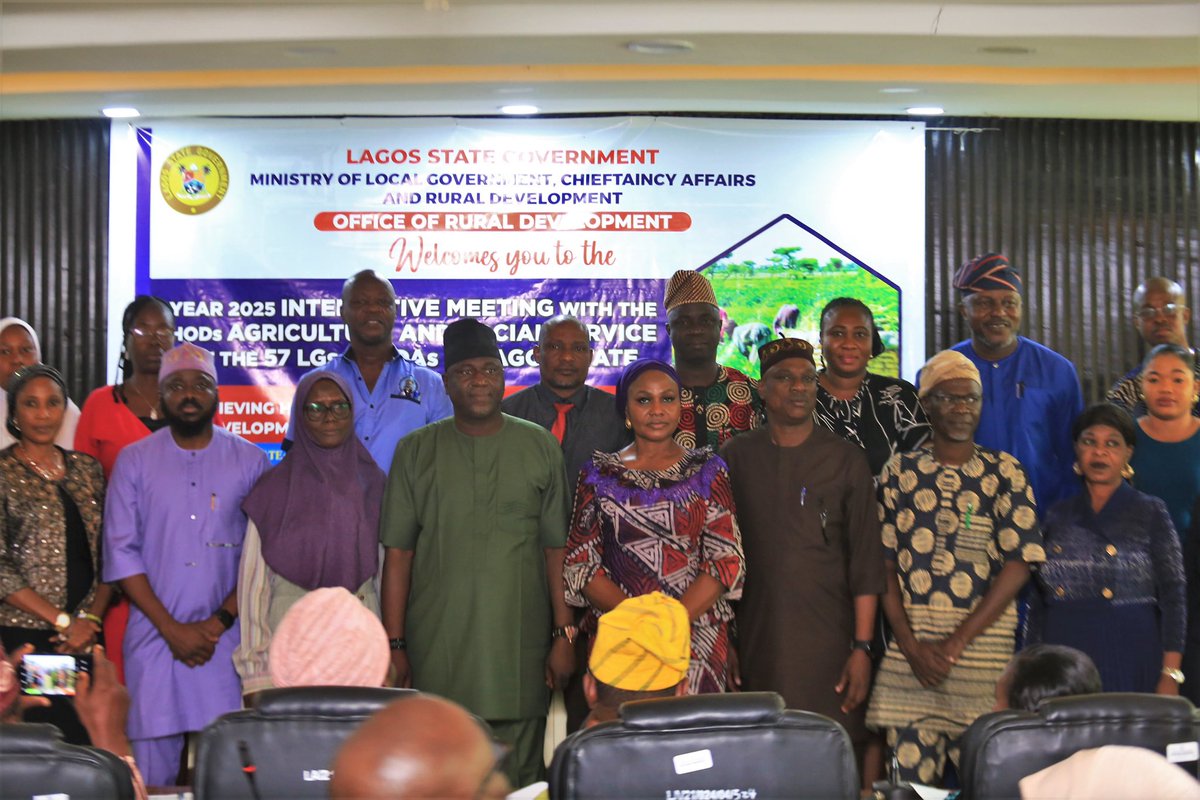 LAGOS REAFFIRMS COMMITMENT TO GRASSROOTS AGRICULTURE AT STRATEGIC STAKEHOLDERS MEETING 

In a renewed effort to reposition agriculture as a developmental priority at the grassroots level, the Lagos State Ministry of Local Government, Chieftaincy Affairs and Rural Development held
