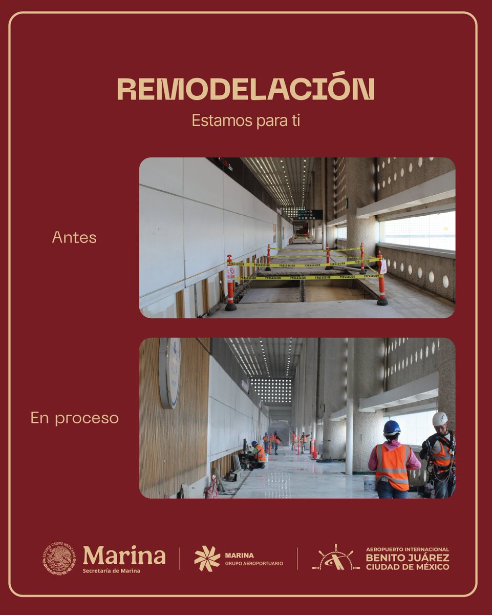 AICM_mx's tweet image. 🚧 En remodelación, para darte más comodidad. Gracias por tu paciencia. #ArptoBJ #GAM #aeropuerto
@SEMAR_mx ⚓@aeropuertos_GAM ✈️