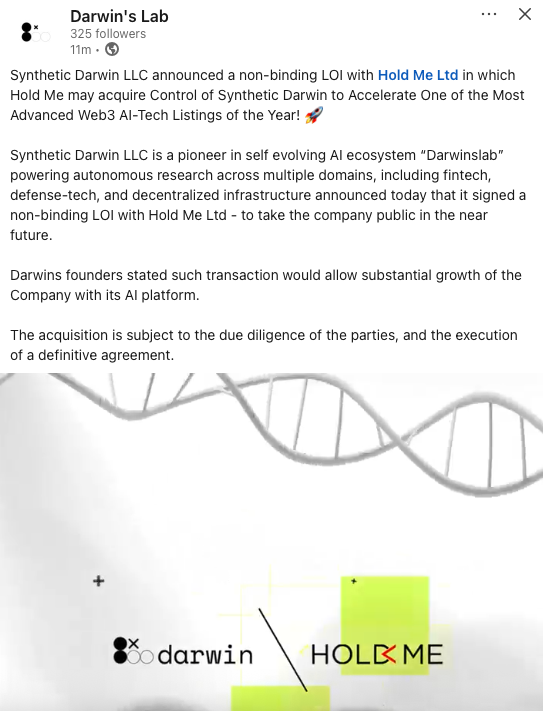 darwinslab_ai's tweet image. Synthetic Darwin just signed an LOI to go PUBLIC. @solana &apos;s first token aiming at Wall Street.