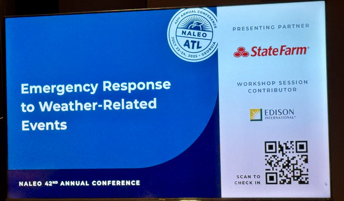 AdrianGarciaHTX's tweet image. Great to see our @SheriffEd_HCSO leading an important conversation on “Emergency Response to Weather Related Events” at @NALEO’s #NALEO2025 conference! He and the other panelists are speaking to a very interested room full of people! Given the current events many are interested!