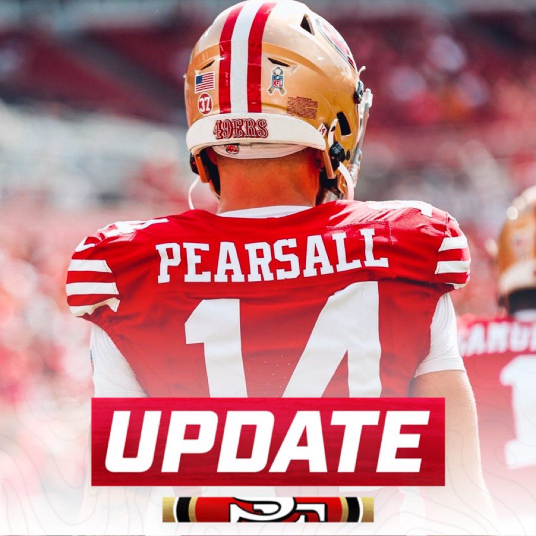 OurSf49ers's tweet image. #49ers HC Kyle Shanahan said he would be surprised if Ricky Pearsall (hamstring) isn’t practicing Sunday.
The team wants to make sure his conditioning is where it needs to be.