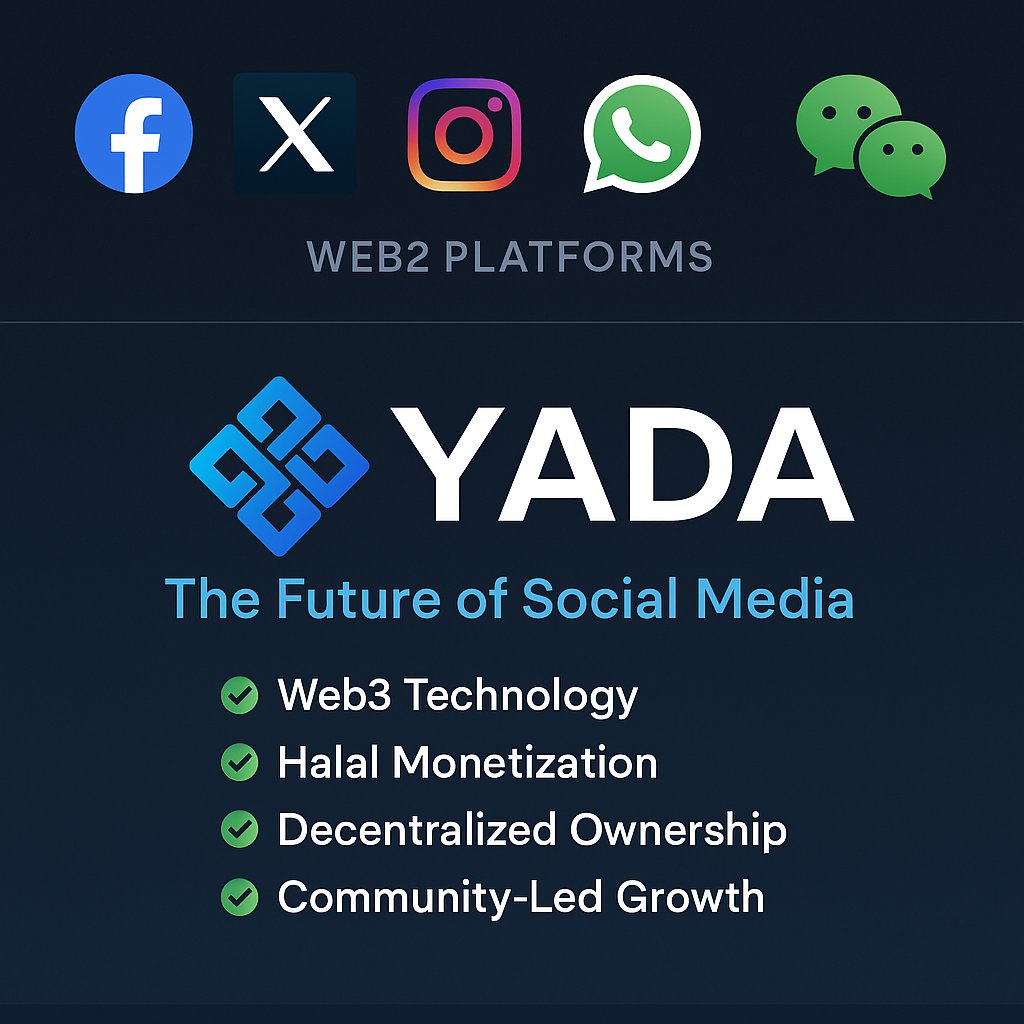 🌍 YADA – The Future of Ethical Social Media Has Arrived 🌍

🚀 In just 6 days, YADA entered the Top 10 Projects on Sidra Chain.
Now, we’re aiming higher — Top 2 is within reach.

📱 YADA is the world’s first Shariah-compliant Web3 social platform, merging: ✅ Ethics &amp;