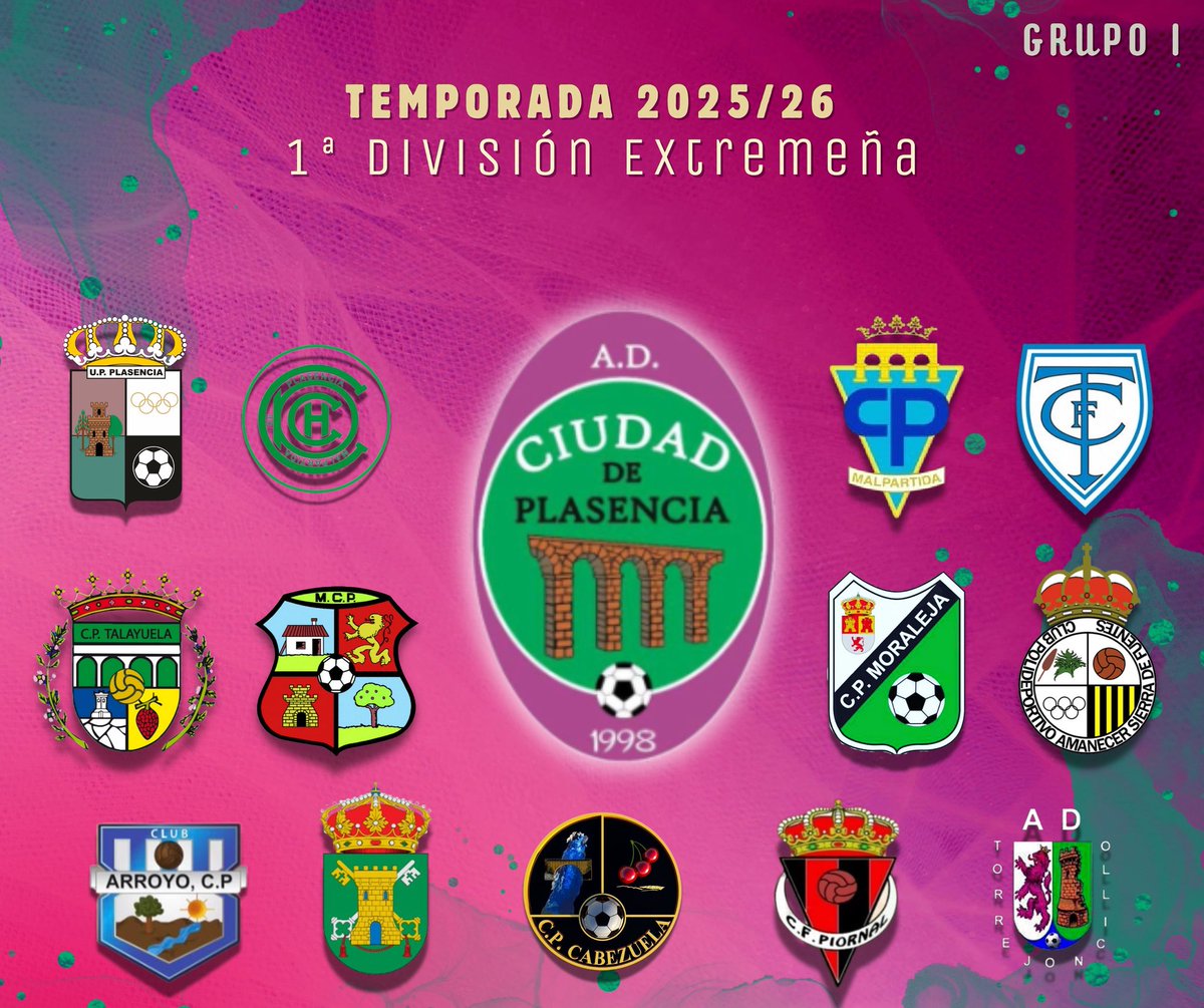 📝 Estos serán nuestros rivales en la 𝗧𝗲𝗺𝗽𝗼𝗿𝗮𝗱𝗮 𝟮𝟬𝟮𝟱/𝟮𝟲 ⚽️

Volvemos a estar en el Grupo I de la 1ª División Extremeña. Con muchas ganas de que vuelva a rodar el balón 😍💜💚