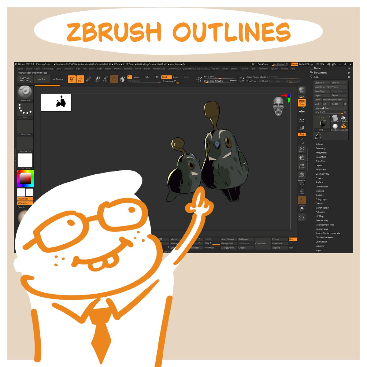 Round 2! Outlines in ZBrushes ✨

With the Hades project, it was important to get the outlines in. I manage to get it to work with material and BPR render. 

I have documented these in my personal wiki but I thought I organised it and share this with everyone 😊

Link Below 👇 💖