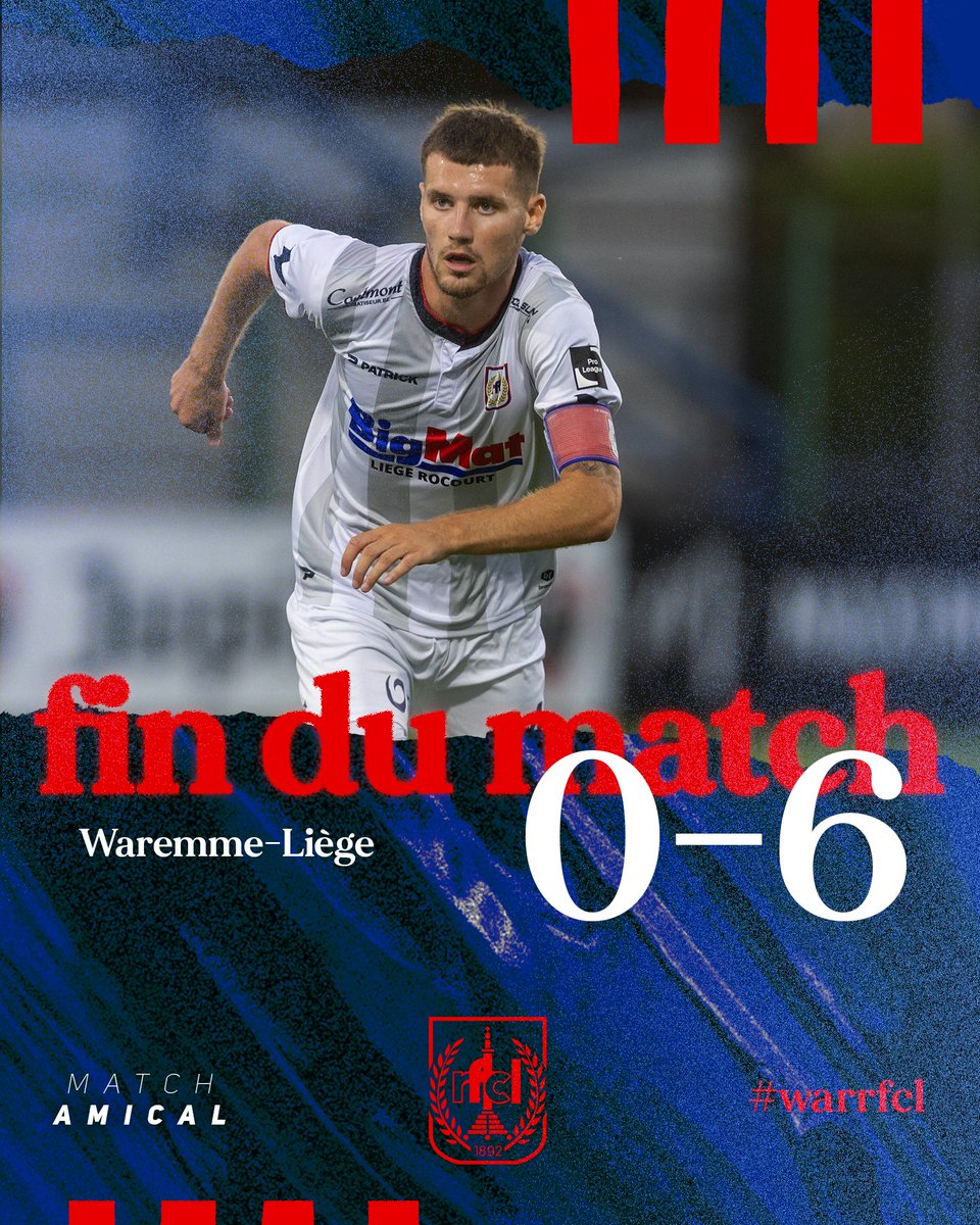 🔚 RS Waremme FC-RFC Liège 0-6 FT

⚽ But contre son camp 0-1 (8e)
⚽ Oumar Diouf, test 0-2 (14e)
⚽ Simon Paulet 0-3, 0-4 (26e, 55e)
⚽ Dijar Nikqi, test 0-5 (78e)
⚽ Jordan Bustin 0-6 (85e)

❤️‍🔥💙 #matchamical #footballardent