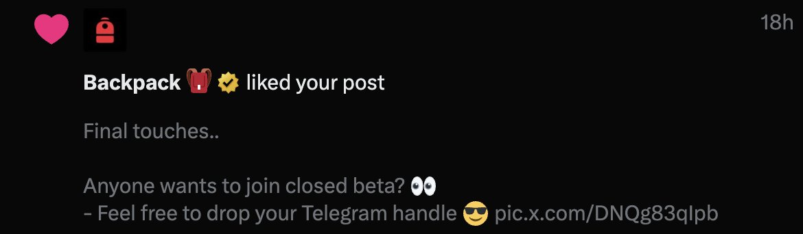 . <a href="/Backpack/">Backpack 🎒</a>  just liked our post.
if you're still using another wallet... that's on you.