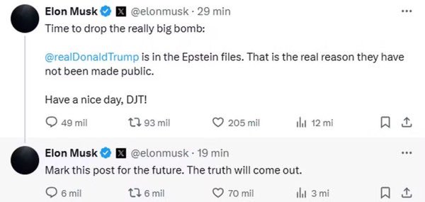 Prof_heist's tweet image. BREAKING: THE JUSTICE DEPARTMENT TOLD DONALD TRUMP IN MAY THAT HIS NAME WAS IN THE EPSTEIN FILES PER WSJ
ELON SAID IT - I BELIEVE IT TO BE TRUE