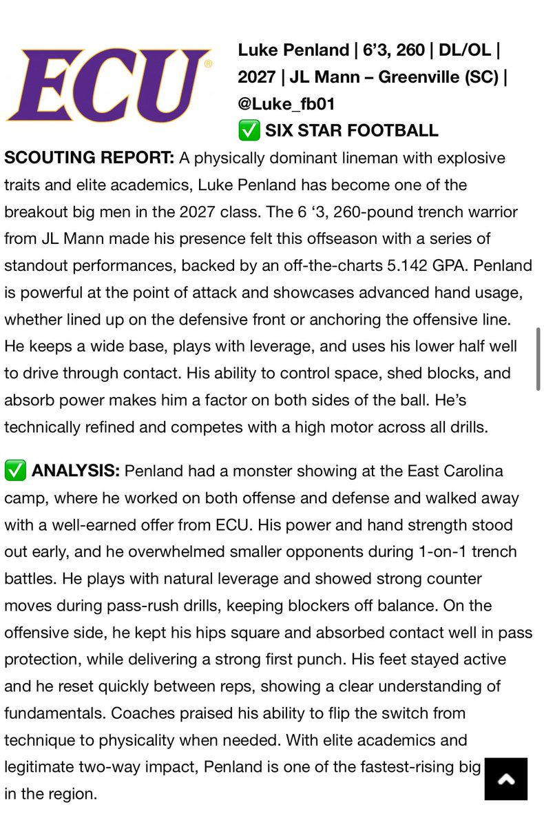 Luke Penland (@luke_fb01) on Twitter photo Thanks to <a href="/sixstarfootball/">Six Star Football | PLUS+</a> for the write up! <a href="/Coach__Roy_Tesh/">Roy Tesh</a> <a href="/CoachSmiley20/">Coach Smiley π</a> <a href="/mann_football/">JL Mann Football</a> Thanks to <a href="/sixstarfootball/">Six Star Football | PLUS+</a> for the write up! <a href="/Coach__Roy_Tesh/">Roy Tesh</a> <a href="/CoachSmiley20/">Coach Smiley π</a> <a href="/mann_football/">JL Mann Football</a>