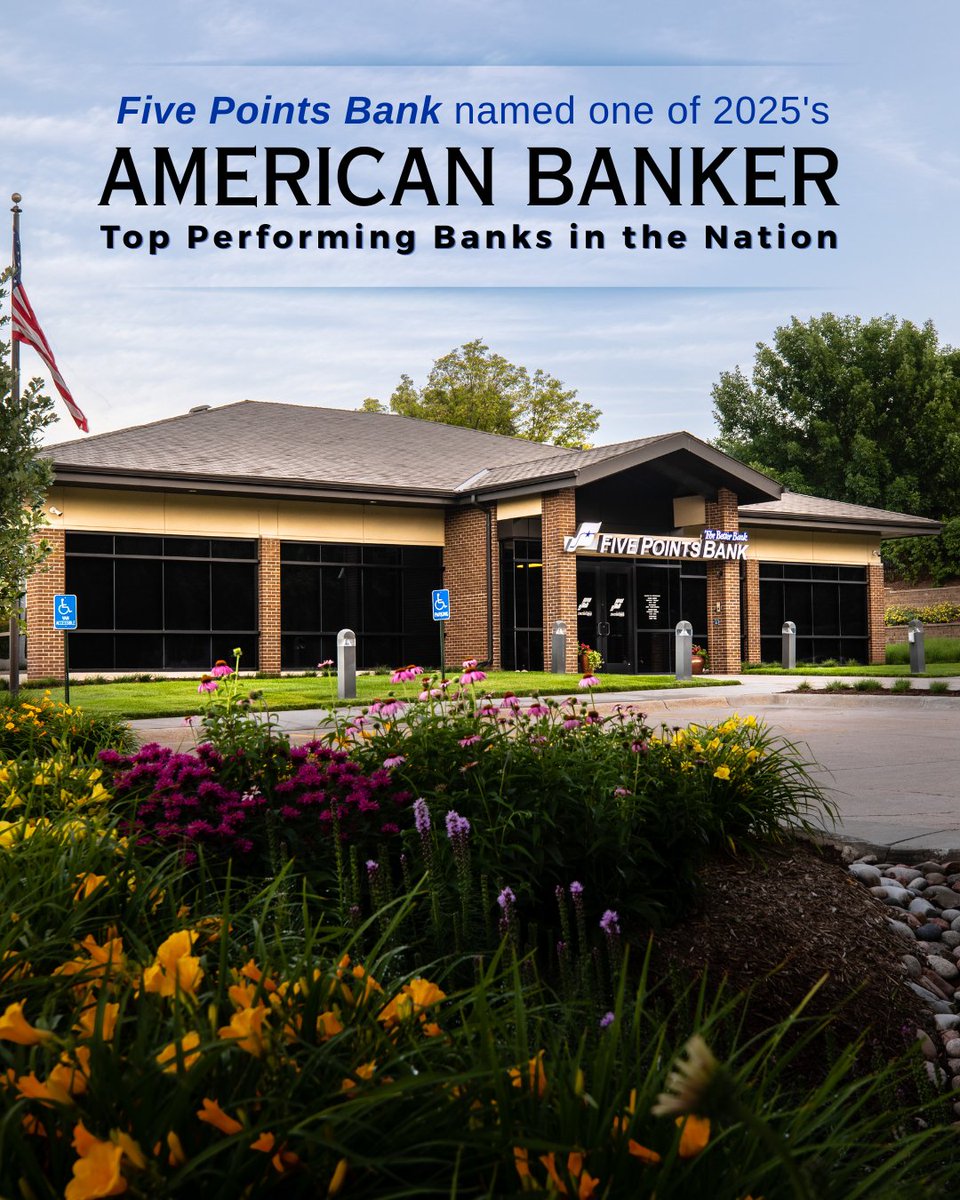 We’re honored to be ranked among the Top 20 Best-Performing Banks in the Nation with $2B to $10B in assets!

We're proud of this national recognition and even more excited for what lies ahead as we continue to grow and serve our customers. 💙

Learn More: lnkd.in/gxFMH6St