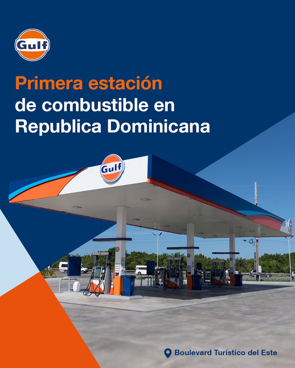 Gulf oil Dominicana (@gulfoilrd) on Twitter photo ¡Ya abrimos nuestra primera estación de combustible en República Dominicana!
Donde la innovación se encuentra con la confianza, ahí está Gulf.
📍 Boulevard Turístico del Este – Punta Cana
Ven, llena tu tanque… y tu experiencia.
<a href="/juantomasdiazi/">Juan Tomás Díaz</a>
#GulfOilDominicana ¡Ya abrimos nuestra primera estación de combustible en República Dominicana!
Donde la innovación se encuentra con la confianza, ahí está Gulf.
📍 Boulevard Turístico del Este – Punta Cana
Ven, llena tu tanque… y tu experiencia.
<a href="/juantomasdiazi/">Juan Tomás Díaz</a>
#GulfOilDominicana