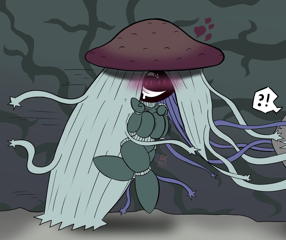 <a href="/TheComiCoalMan/">Mico</a> After attacking Rana last year, I wanted to do something ... different for this year's #artfight. With Ophi !
(I also hope this is the right account to mention-)

Don't forget everyone : Beware. of. the. SHROOM!!
Especially this one-