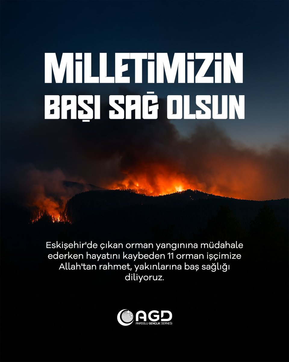Milletimizin başı sağ olsun. 🇹🇷

Eskişehir'de çıkan orman yangınına müdahale ederken hayatını kaybeden 11 orman işçimize Allah'tan rahmet, yakınlarına baş sağlığı diliyoruz.
