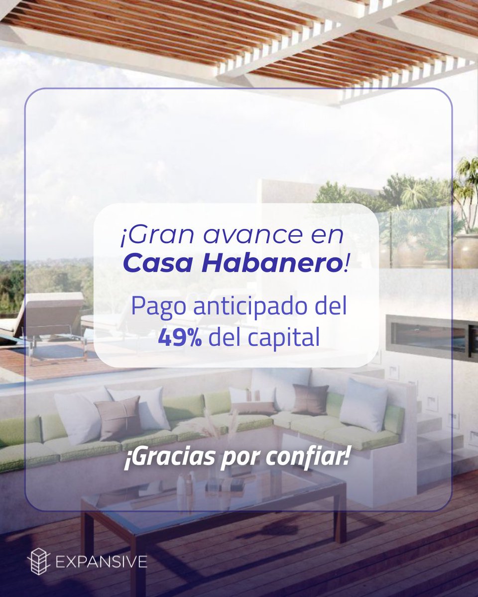 Tu inversión en Casa Habanero avanza con fuerza gracias al compromiso y solidez del desarrollador.

🏗️ En Expansive, nos enorgullece respaldar proyectos con resultados transparentes y confiables. 🙏

#Inversióninmobiliaria #Crowdfundinginmobiliario