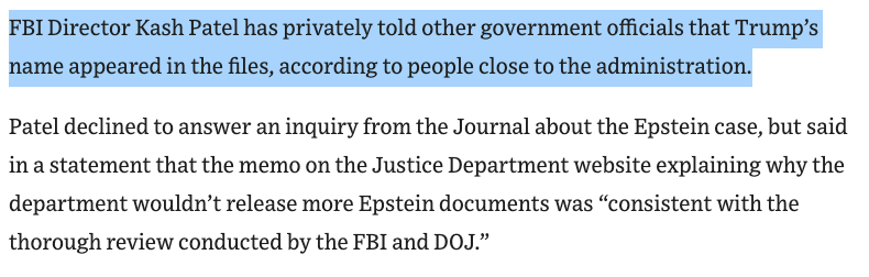 And it seems pretty clear that KASH PATEL was Elon Musk's source when he tweeted that Trump is in the Epstein files!