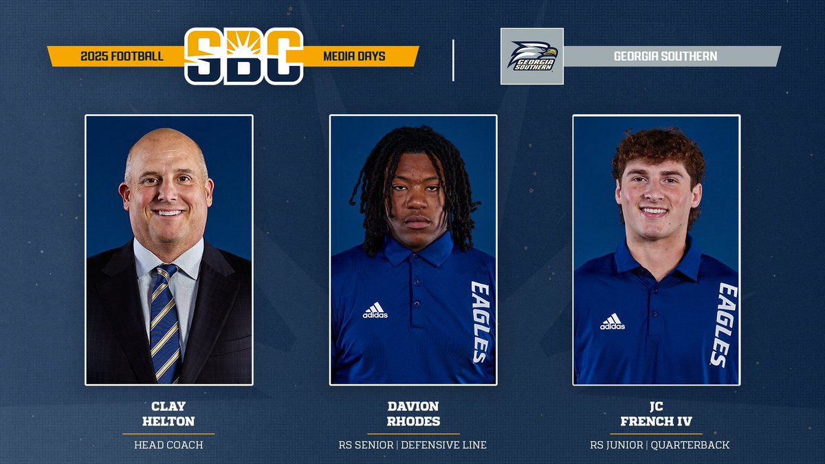 𝗢𝗡 𝗧𝗛𝗘 🎙️. 

Representing <a href="/GSAthletics_FB/">Georgia Southern Football</a> at <a href="/SunBeltFB/">Sun Belt Football</a> Media Days: 

▪️Head Coach <a href="/GSCoachHelton/">Clay Helton</a>
▪️DL <a href="/DavionRhodes00/">Davion Rhodes</a>
▪️QB <a href="/jcfrench_/">JC French</a>

📺 » sunbelt.me/44YpBQn