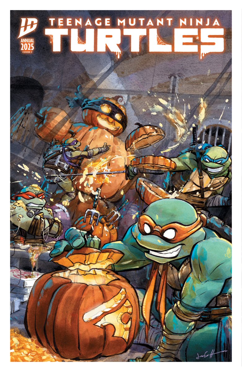 IDWPublishing's tweet image. Get ready for the #TeeangeMutantNinjaTurtlesAnnual2025!
The #TeenageMutantNinjaTurtles are back together but Donnie is still struggling to get back on his feet.
From @KenBlakePorter & @shelfer007!
A: @Santolouco
B: @SergAcuna
RI25: @michaelshelfer
Variant: @Jared_Cullum