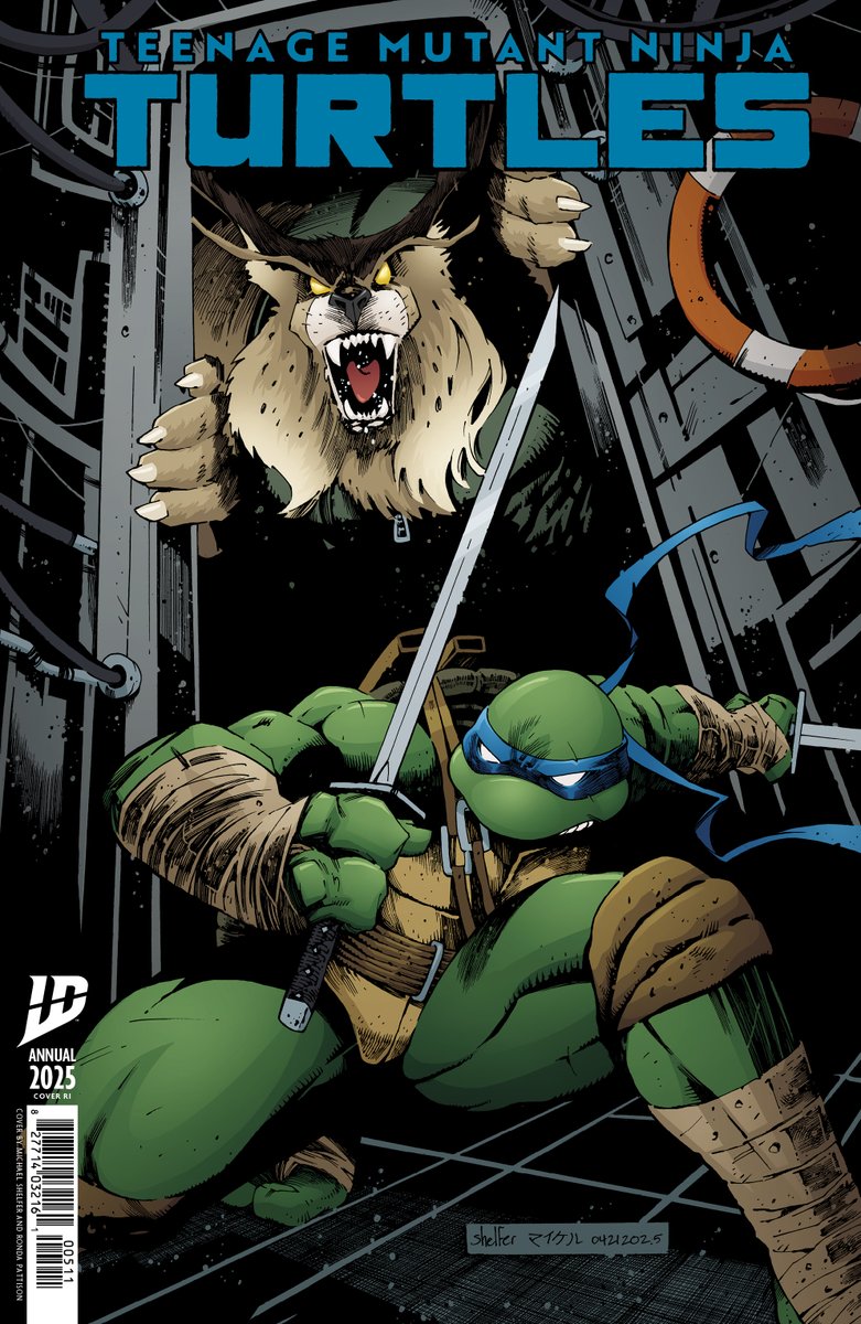 IDWPublishing's tweet image. Get ready for the #TeeangeMutantNinjaTurtlesAnnual2025!
The #TeenageMutantNinjaTurtles are back together but Donnie is still struggling to get back on his feet.
From @KenBlakePorter & @shelfer007!
A: @Santolouco
B: @SergAcuna
RI25: @michaelshelfer
Variant: @Jared_Cullum