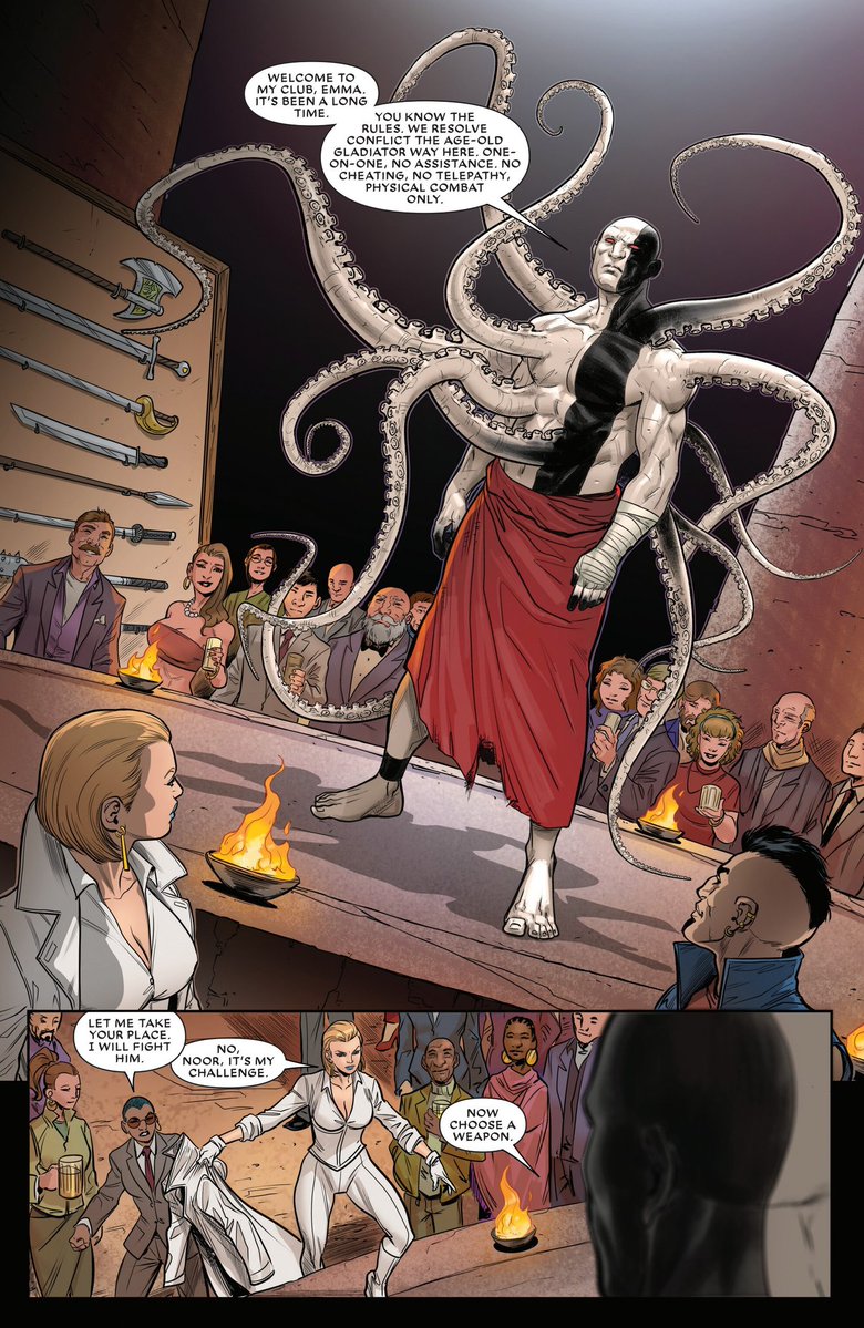 EmmaFrostNews's tweet image. 💎 | COM ELA A BRIGA TEM QUE SER DE FACA!
Emma Frost mostra que não precisa de poderes pra humilhar homens em 'Emma Frost: The White Queen #2'. Durante sua investigação, a telepata viaja para Roma, onde conhecemos o Clube da Luta Infernal. A esgrima salvando vidas, né? GRANDONA!