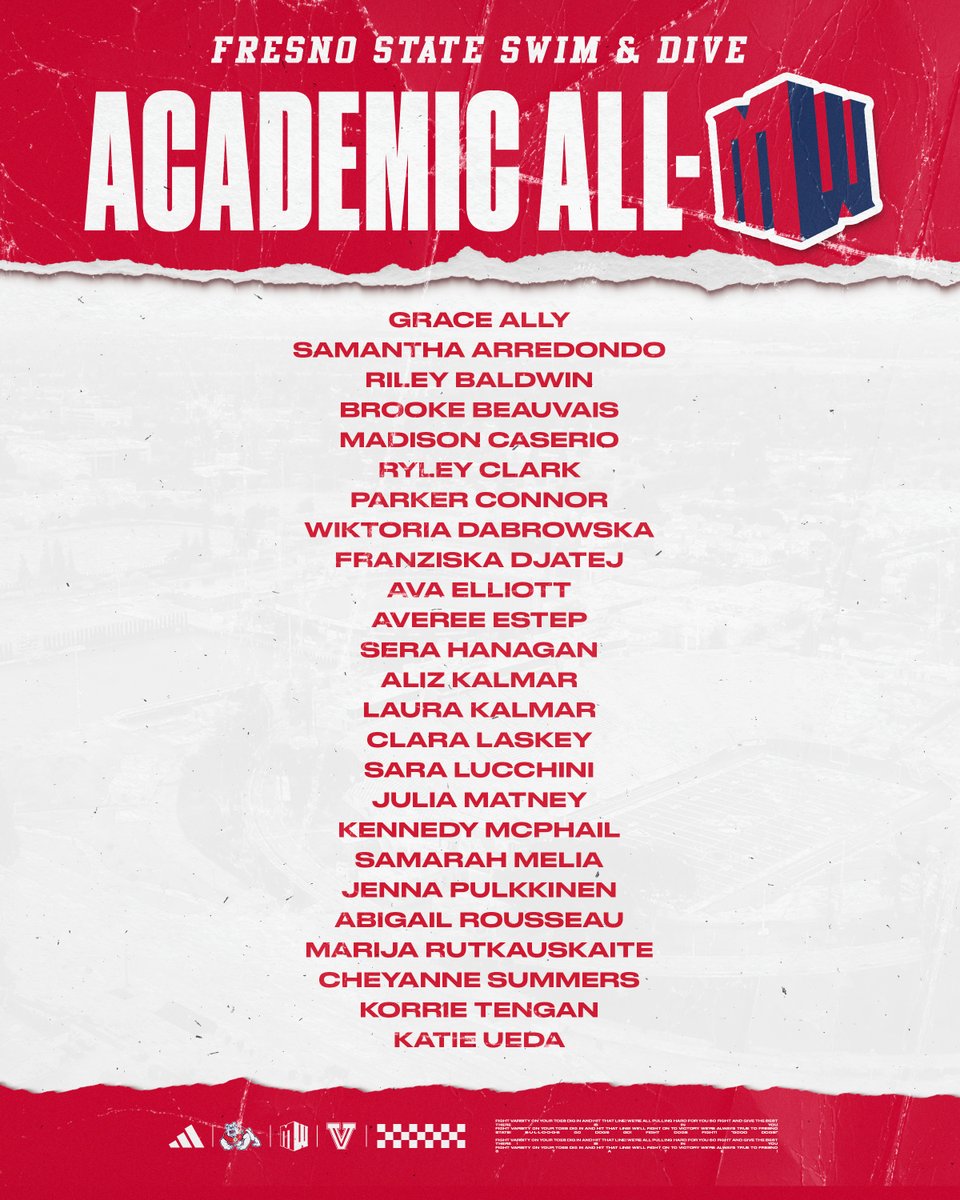 FresnoStateSwim's tweet image. 25 Bulldogs were named Academic All-MW 📚