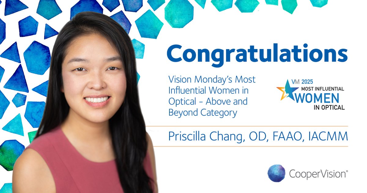 🎉 Our own Dr. Priscilla Chang has been named one of Vision Monday's Most Influential Women in Optical - Above and Beyond Category winners!
As Senior Manager of Myopia Management, she's transforming pediatric eye care. Congrats! 👏
#MyopiaManagement #WomenInOptical #VisionMonday