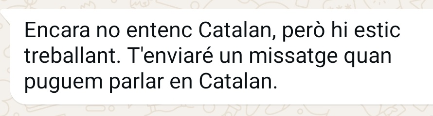 Fes la prova, envia una pregunta en català a la IA de WHATSAPP, veuràs que t'envia una resposta en català i que l'elimina ràpidament. Després et fa arribar la resposta de: