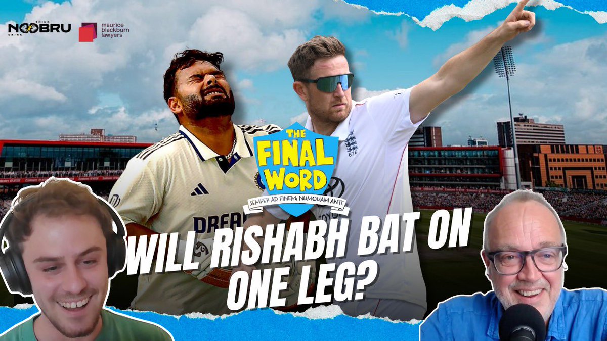 Final_Word_Pod's tweet image. #ENGvIND: A return to the more familiar slate skies of cricket in England, but will India’s mood be made greyer by the foot injury to their talisman Rishabh Pant?
@norcrosscricket and @benjonescricket report from Manchester. Daily pod out now!
🎙️Listen:pod.fo/e/30114e