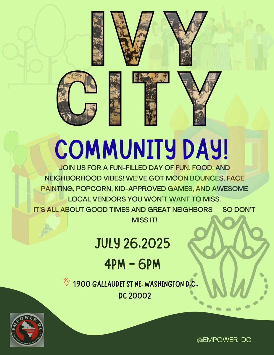 ANC5D's tweet image. Join @EmpowerDC and Ivy City neighbors this Saturday for a fun-filled day with food, moon bounces, face painting, games, and community!