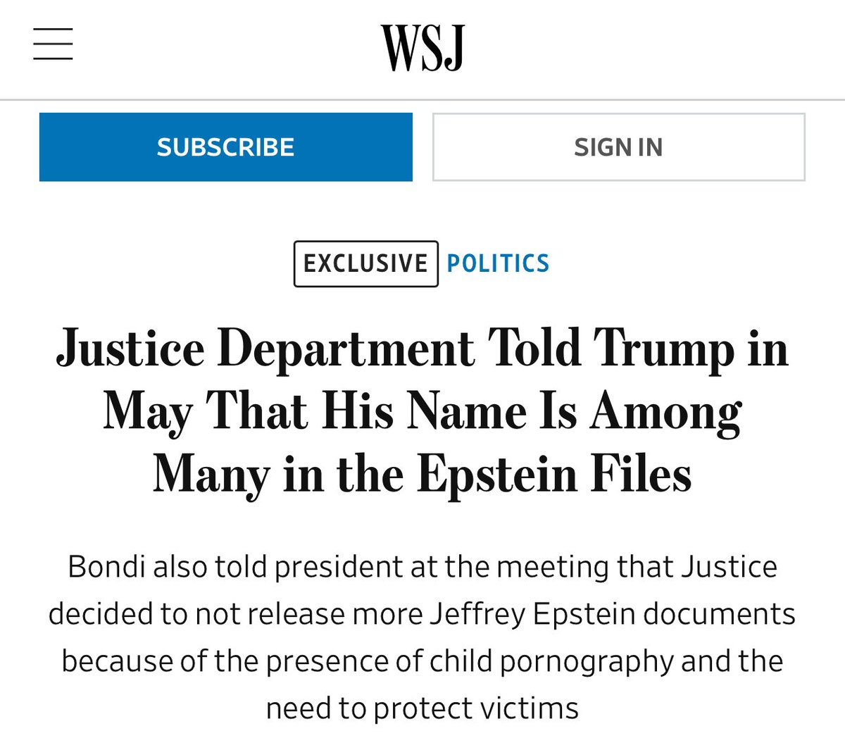 judehintertrump's tweet image. BREAKING: The Department of Justice informed President Trump back in May of this year that his name was mentioned multiple times in the Epstein Files