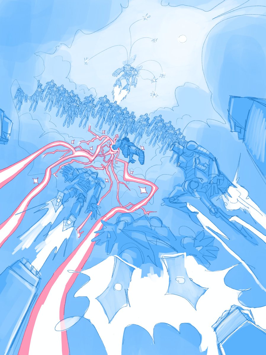 Procrasticus's tweet image. A battle under the big blue sky 
#oc #ocart