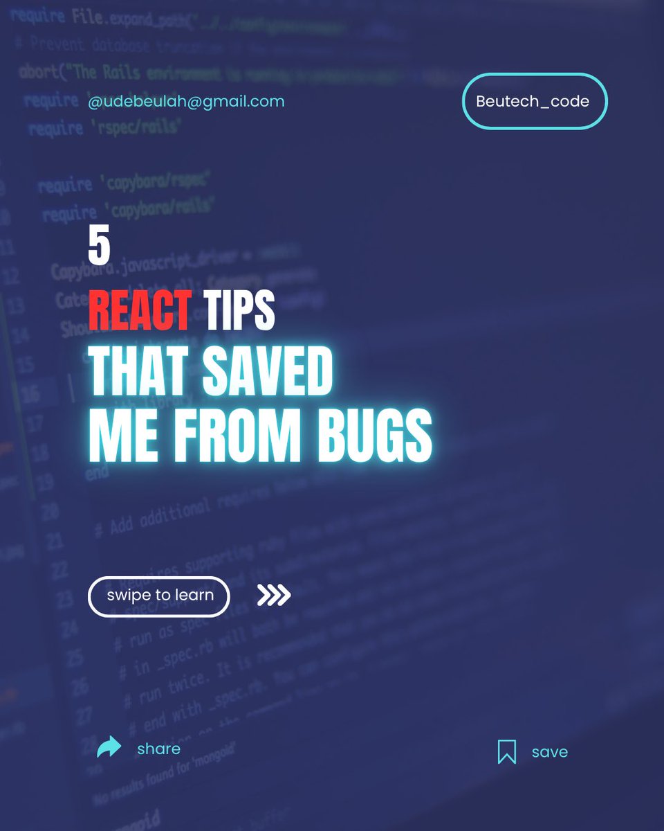 beutech_codes's tweet image. Ever had a React bug that made you stare at your screen like “What even is life?”
Here are 5 simple React tips that saved me hours of debugging
#CodingJourney #codewithme #javascript #typescript