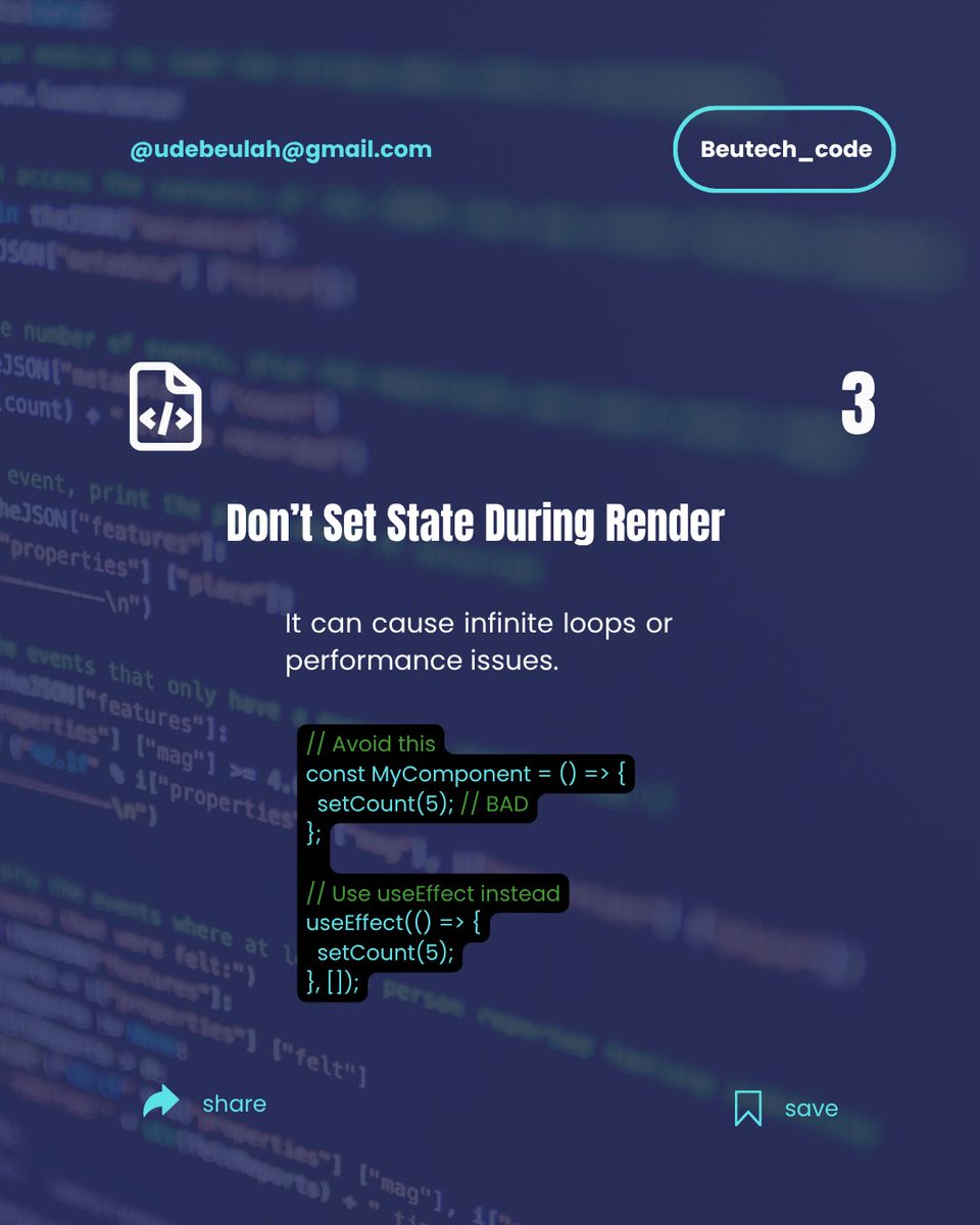 beutech_codes's tweet image. Ever had a React bug that made you stare at your screen like “What even is life?”
Here are 5 simple React tips that saved me hours of debugging
#CodingJourney #codewithme #javascript #typescript