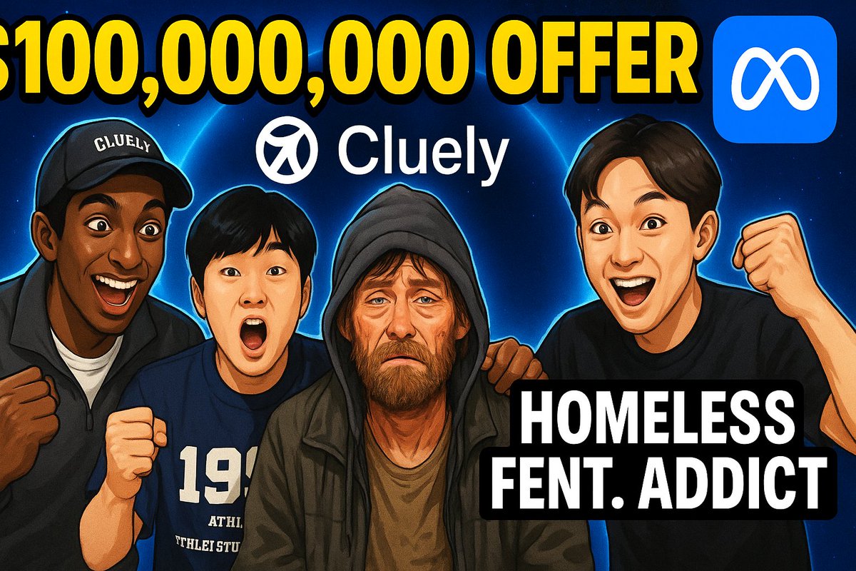 boneGPT's tweet image. it's not the top until you see a cluely ad where they get a homeless fent addict a $100m offer from meta