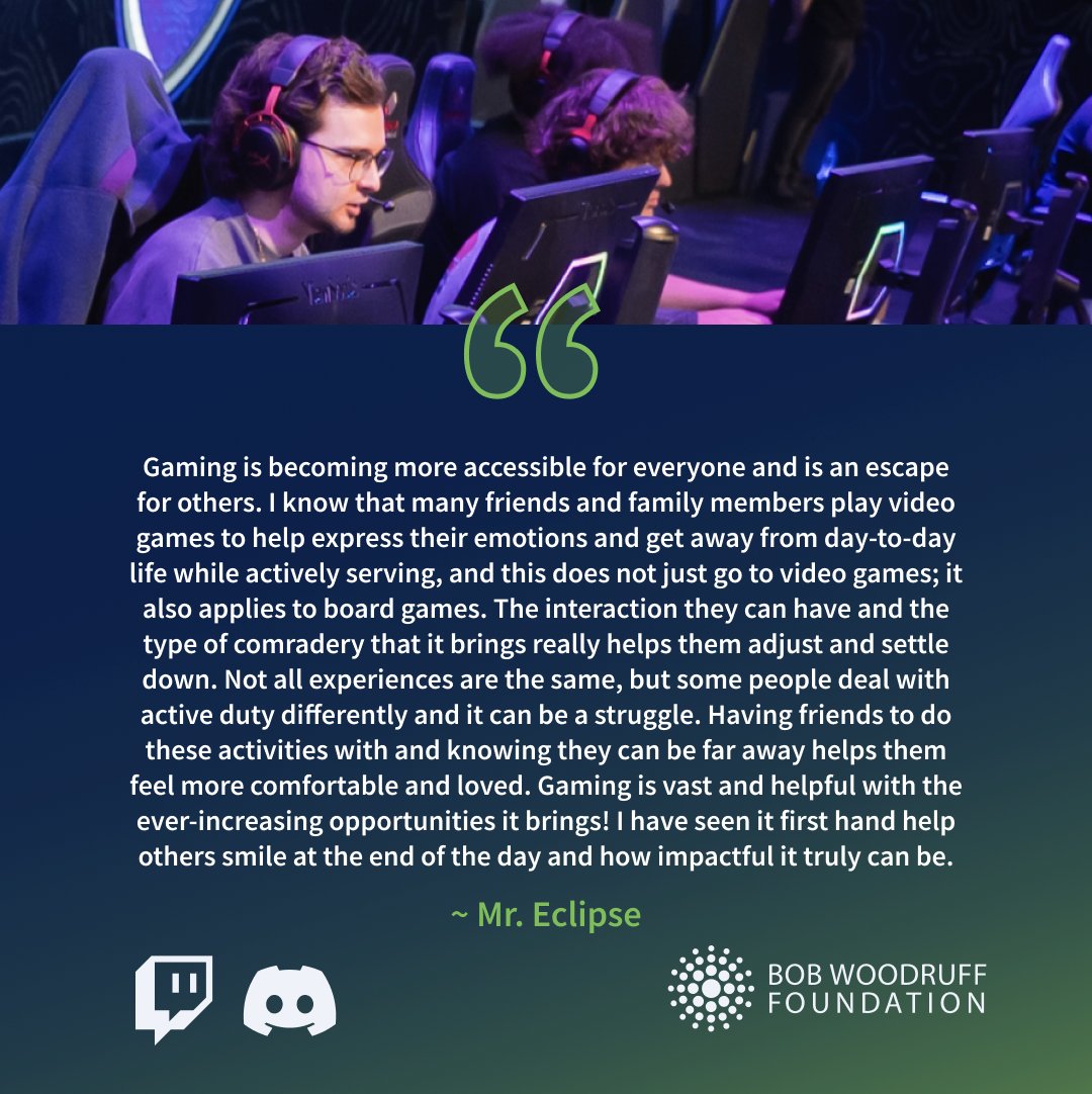 bwforg's tweet image. Gaming is more than a pastime- it’s a lifeline.
From video games to board games, play has become a powerful way for service members and veterans to express emotions, stay connected, and find comfort—no matter the distance. 🎮🎲
“I’ve seen firsthand how gaming helps people…