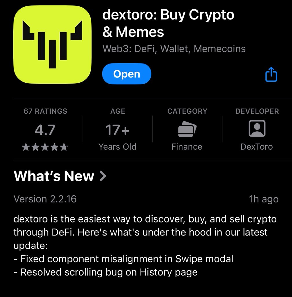 nick_nechanicky's tweet image. Version 2.2.16 is now available 📲
Improvements are being shipped almost daily now.
We will be announcing @DexToroApp and $DTR progress updates very soon.
Aside from this, we’ve now finally seen @pasternak and the @believeapp tested and called out publicly regarding…