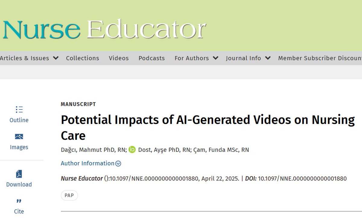 "Potential Impacts of AI-Generated Videos on Nursing Care"

This article utilized Sora™ (OpenAI) to create example videos based on prompts designed from a nursing care perspective, highlighting both the opportunities and challenges. #AIinHealthcare

tinyurl.com/4trpvm3z