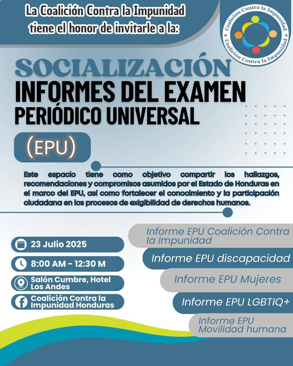 FJEDD's tweet image. #Informe
El día de hoy estuvimos en la jornada de socialización de los informes del Exámen Periódico Universal (EPU) en Honduras.
Compartimos nuestro informe sobre "Búsqueda e investigación de Hondureños Desaparecidos en el Contexto Migratorio".
▶️ Presentación:…