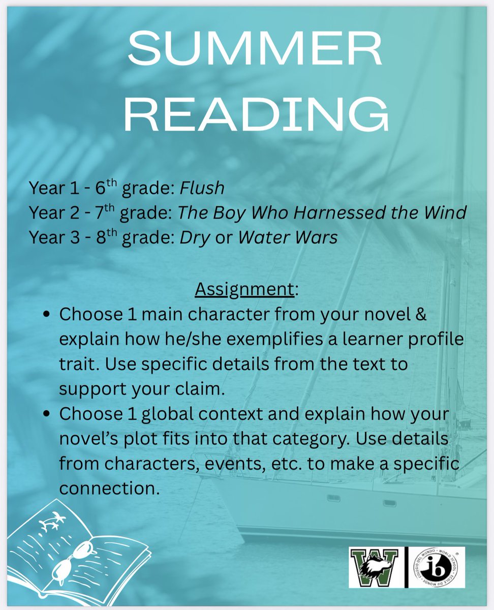 WalkerMiddleIB's tweet image. Just a reminder to complete your summer reading assignments! #Thinker #Principled #Knowledgeable 🐺💚 @HillsboroughSch @iborganization