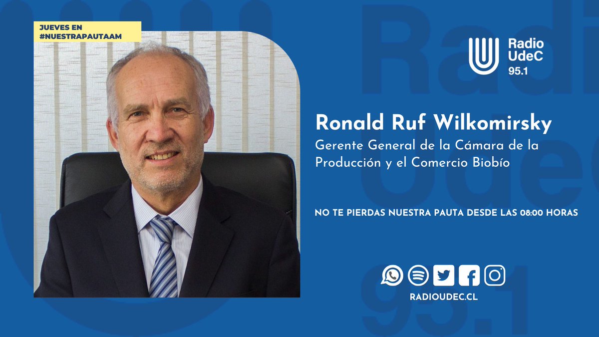 Radio UdeC (@radioudec) on Twitter photo #Entrevista 🎙️ Este jueves en #NuestraPautaAM:
🔹Conversaremos con el gerente general de la CPC Biobío, Ronald Ruf W., sobre el Índice de Percepción Empresarial Regional, IPER 2025.
<a href="/cpcbiobio/">Cámara de la Producción y del Comercio Biobío</a>
📻95.1 FM
💻radioudec.cl #Entrevista 🎙️ Este jueves en #NuestraPautaAM:
🔹Conversaremos con el gerente general de la CPC Biobío, Ronald Ruf W., sobre el Índice de Percepción Empresarial Regional, IPER 2025.
<a href="/cpcbiobio/">Cámara de la Producción y del Comercio Biobío</a>
📻95.1 FM
💻radioudec.cl