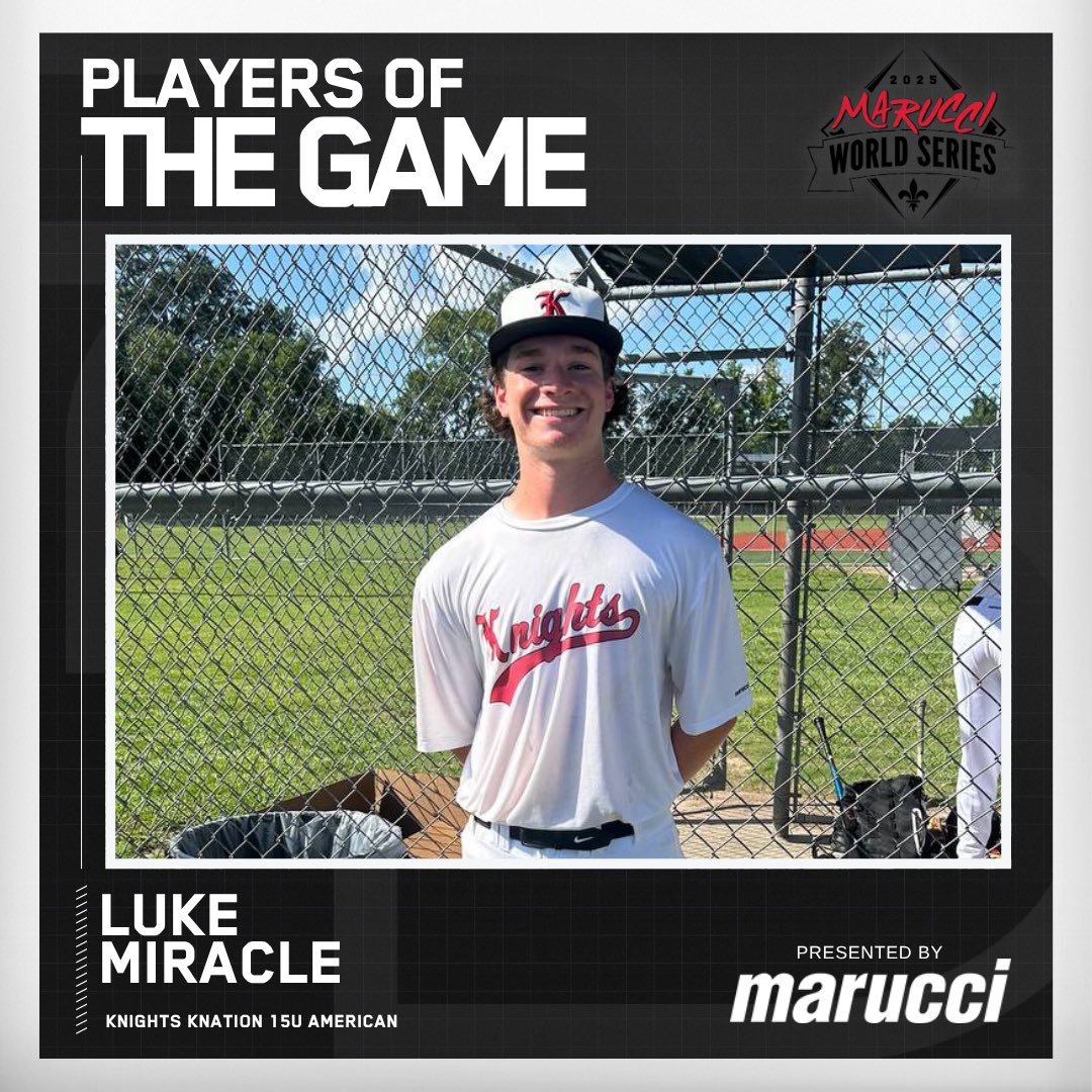 2DsportsLA's tweet image. ⭐️Player of the Game⭐️
Luke Miracle (@lukemiracle1)
Knights Knation 15u American
#MWS25
@maruccisports