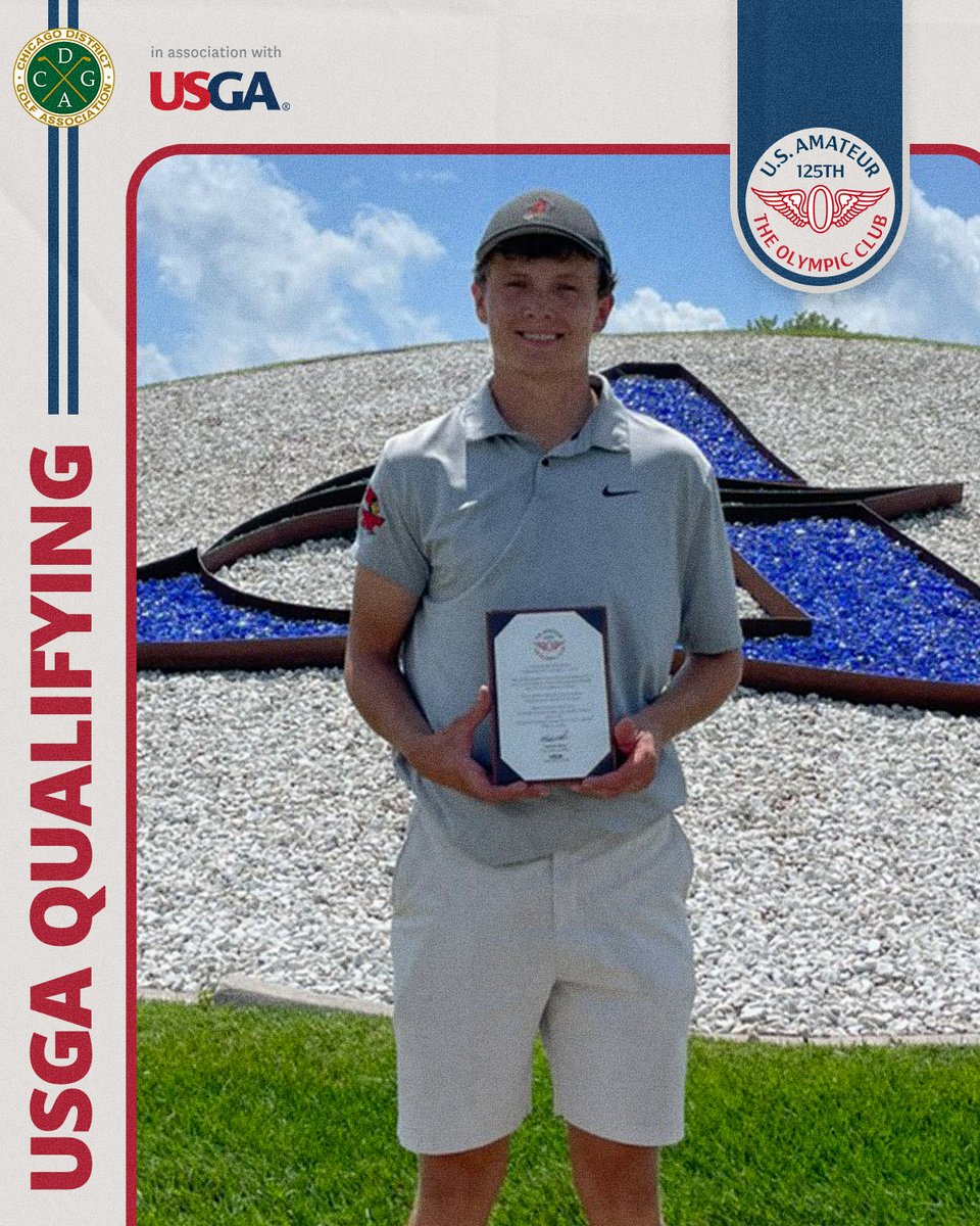 CDGAGolf's tweet photo. Tickets punched! 🎫

2024 #ILStateAm and 2025 #CDGAAm champ Pierce Grieve headlines those who advanced from #USAmateur Final Qualifying today at Aldeen Golf Club in Rockford. Grieve will be joined by Bloomington's T.J. Barger and Parker Wisdom, along with Connor Mcneely of Noblesville, Ind., at The Olympic Club in San Francisco, Calif. next month.

Congratulations and good luck, guys!