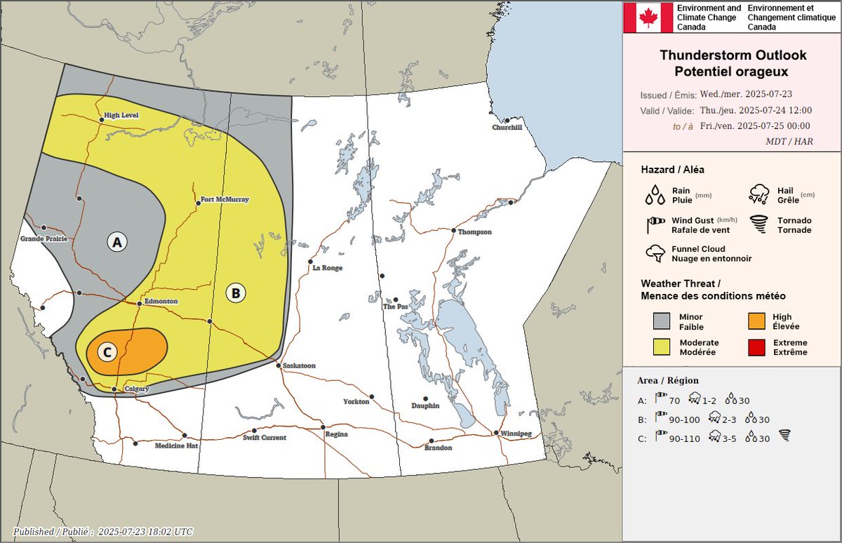 FORSYTHE_WX's tweet image. Severe Thunderstorms Looking Likely Tomorrow In Central Alberta. Damaging Winds, Damaging Hail, Heavy Rains, And A Tornado Or Two Are Possible.
#abstorm