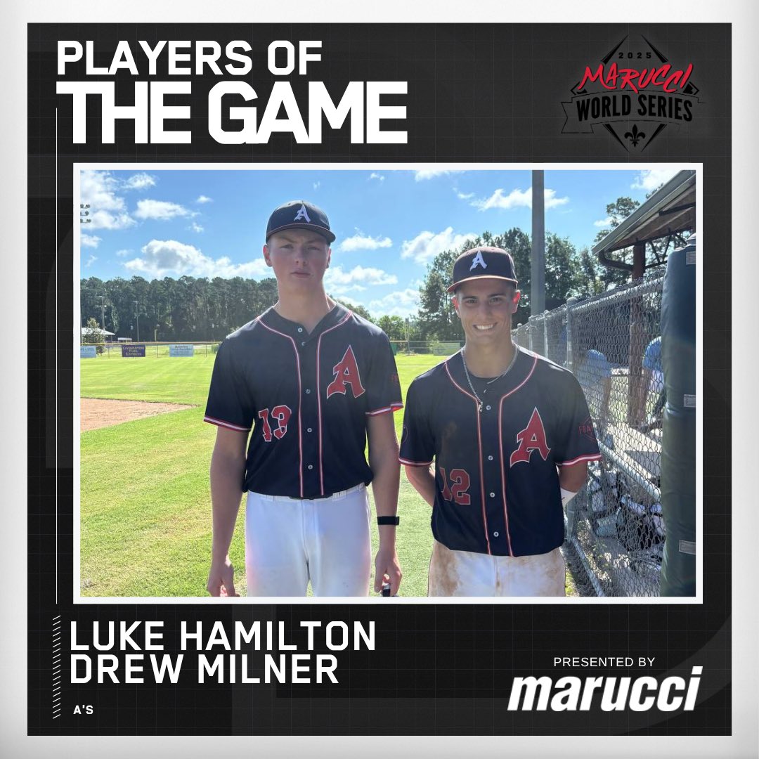 2DsportsLA's tweet image. ⭐️Player of the Game⭐️
Luke Hamilton
Drew Milner
A’s
#MWS25
@maruccisports