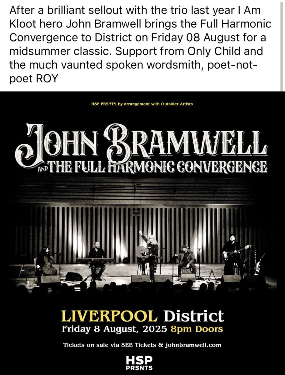 Alan O'Hare (@onlychildmusic) on Twitter photo Can’t smile wide enough as I type to tell you I’ll be supporting one of my favourite #songwriters John Bramwell (<a href="/IAmKloot/">I Am Kloot</a>) next month <a href="/DistrictLpool/">District</a> on Friday August 8 - eh up <a href="/ToffeeArt/">Toffee Art</a>, we might need more #JesusLovesTheKloot badges, there 👀
🎟️ seetickets.com/event/john-bra… Can’t smile wide enough as I type to tell you I’ll be supporting one of my favourite #songwriters John Bramwell (<a href="/IAmKloot/">I Am Kloot</a>) next month <a href="/DistrictLpool/">District</a> on Friday August 8 - eh up <a href="/ToffeeArt/">Toffee Art</a>, we might need more #JesusLovesTheKloot badges, there 👀
🎟️ seetickets.com/event/john-bra…