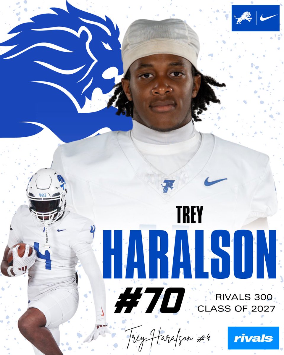TylerISD_Ath's tweet image. Big-time recognition for our boys! 💪🔵
Tyler High standouts Trey Haralson (#70) and Cadarius McMiller (#202) have officially been named to the Rivals 300 for the Class of 2027! ⭐️🔥
