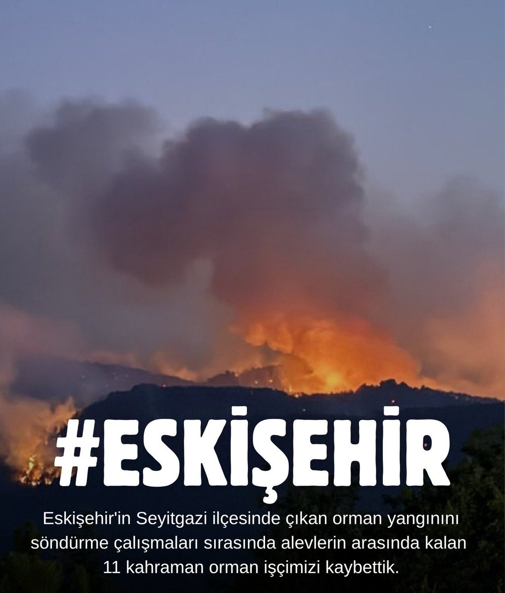 Acımız çok büyük..

#Eskişehir’deki orman yangınına müdahale ederken şehit olan  kahraman orman işçilerimize  Allah’tan rahmet; ailelerine ve sevenlerine sabır diliyorum.😔